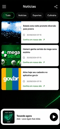 Tela do app - programação